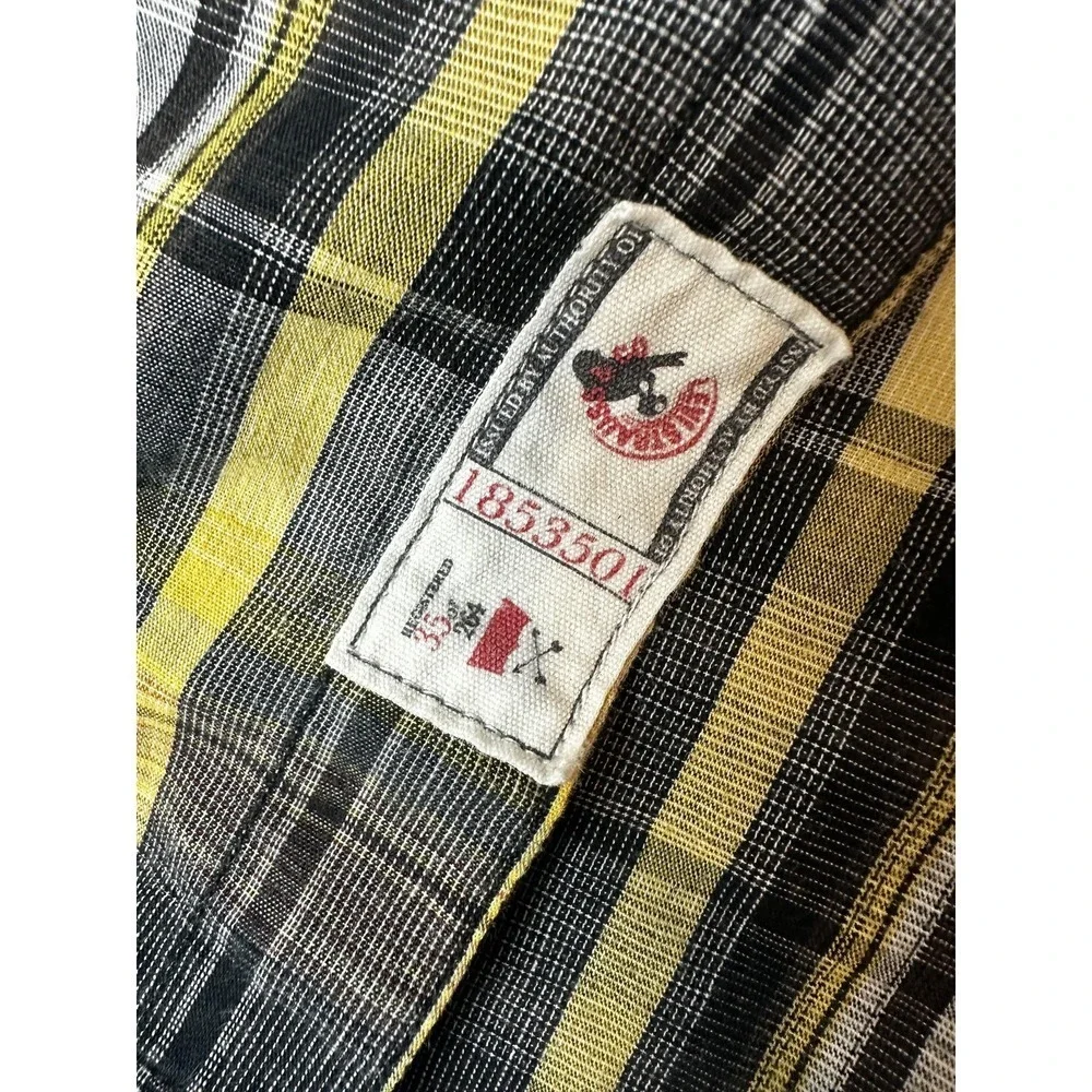 Levi's Shirt Mens XL Yellow Black Plaid Button Front Long Sleeve Western Casual‎